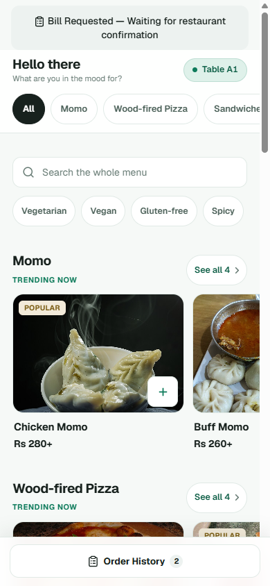 Guests order without waiting for the menu. — live screen